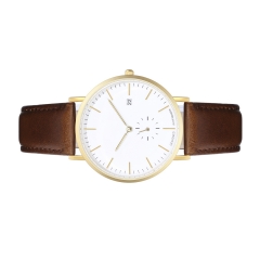 Hombres reloj de pulsera casual clásico de cuero genuino cuarzo muñeca de negocios reloj