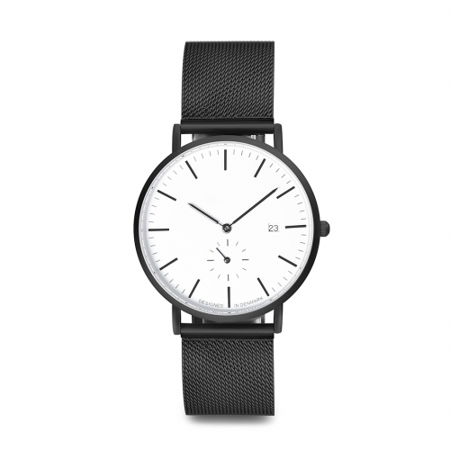 OEM reloj de diseño fábrica Negro banda de malla de los hombres reloj de pulsera