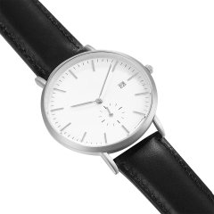 OEM de diseño Correa de cuero genuino Miyota Movt hombres reloj