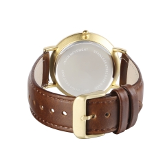 Hombres reloj de pulsera casual clásico de cuero genuino cuarzo muñeca de negocios reloj