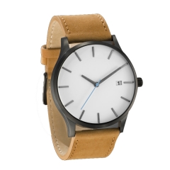 Reloj de moda de cuarzo analógico minimalista de gran tamaño de los hombres de Brown