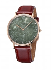 Brown cuero verde mármol cristal hombre reloj