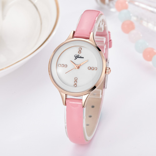 OEM diamante de cuero genuino impermeable reloj de pulsera de cuarzo señora