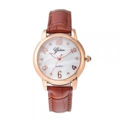 Rose Gold Casual movimiento de cuarzo suizo reloj impermeable para señora