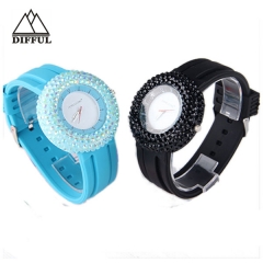 material de silicona con reloj de diamante reloj de lujo unisex reloj de pulsera de colores suave