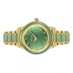 El nuevo Jade verdadero de la llegada mira el reloj de los hombres del cuarzo del vidrio del zafiro