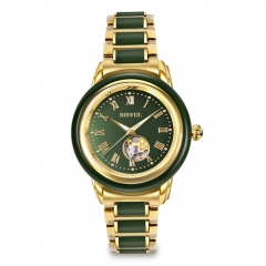 Reloj mecánico de calidad superior de encargo del jade del hombre caliente de la venta