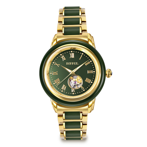 Reloj mecánico de calidad superior de encargo del jade del hombre caliente de la venta