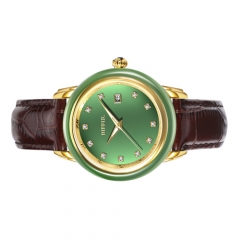 OEM original suizo mecánica de movimiento de cuero genuino Jade Watch