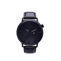 reloj negro de lujo reloj de pulsera de hombre de cuero genuino