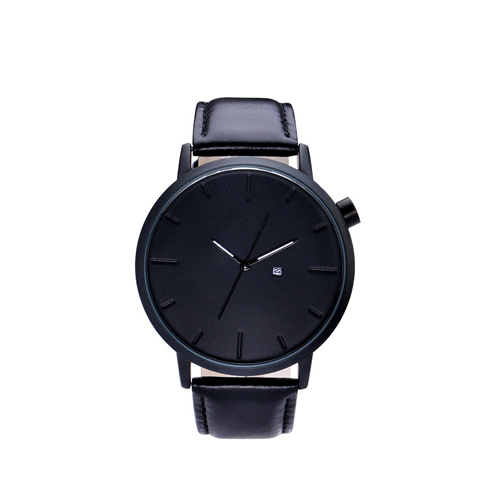 reloj negro de lujo reloj de pulsera de hombre de cuero genuino